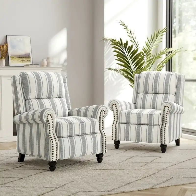 2er-Set moderner Polster-Relaxsessel mit Kunstleder/Stoffbezug