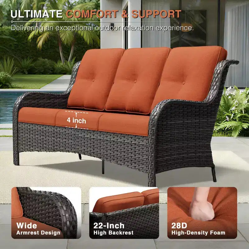 UPTIOT Premium Outdoor-Lounge-Set mit Sofa, Drehstühlen und Fußhocker für ultimativen Komfort und Stil
