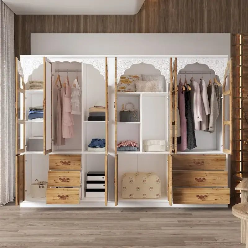 Vintage-inspiriertes zweiteiliges Kleiderschrank-Set mit Metallakzenten