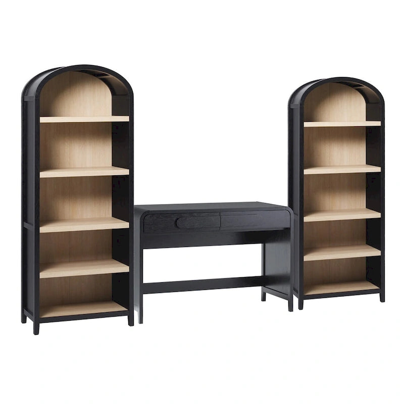 Middlebrook 3-teiliges Set Schreibtisch mit 2 offenen Bücherregalen
