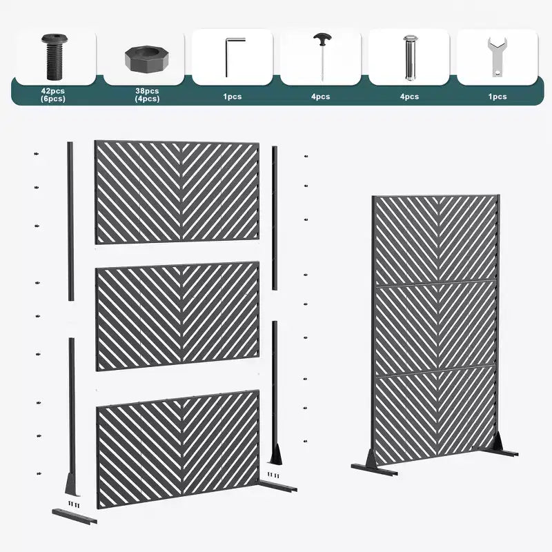 MAYEERTY Sichtschutz aus verzinktem Stahl für den Innen- und Außenbereich, freistehender dekorativer Raumteiler für Balkon und Garten, 1 Stück