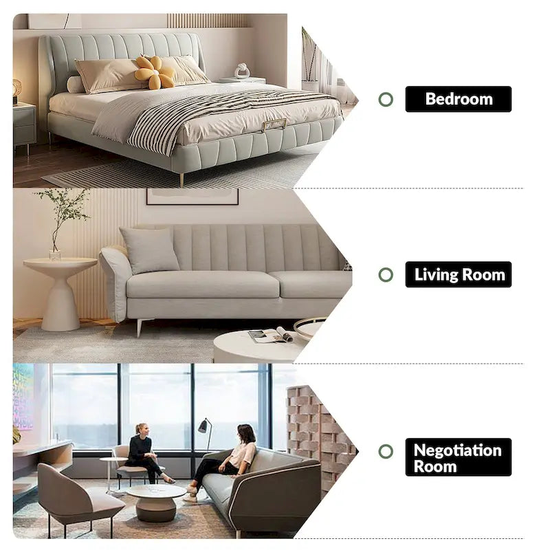 Balvino 81 Zoll breites Übergangs-Sofa aus echtem Leder mit Rollarmlehnen, Nagelkopfbeschlägen und abnehmbaren Kissen