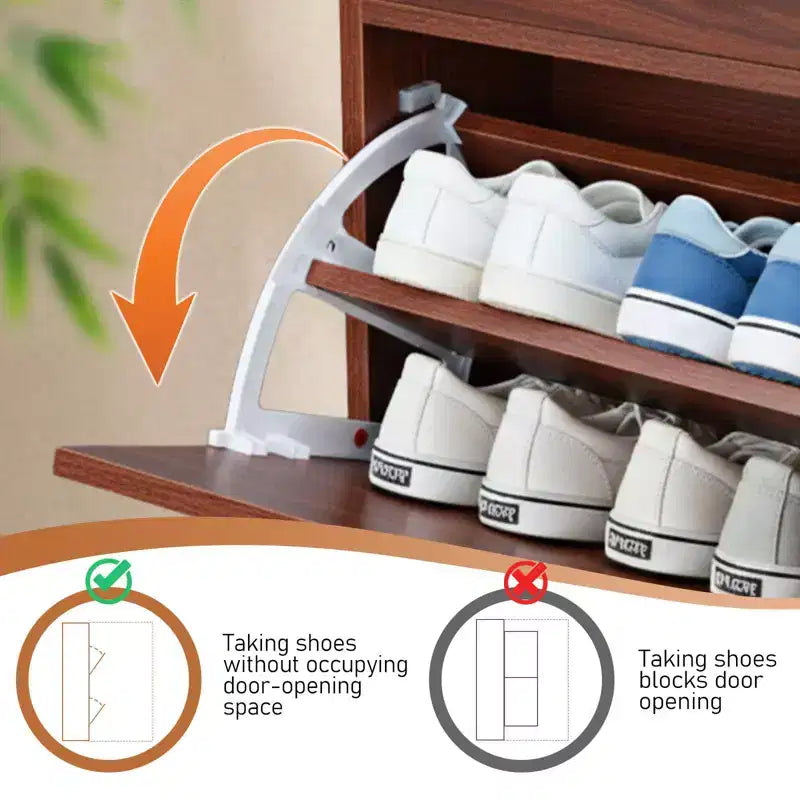 Schuhschrank mit Rattan-Paneel, 1 Schublade, 2 Klappfächern, Spanplatte, 54 cm B