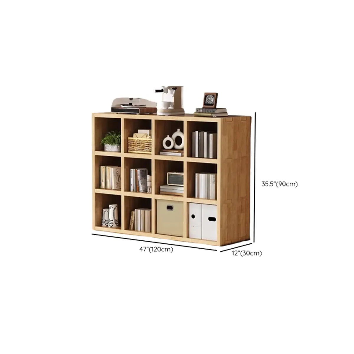 Modernes horizontales 8-faches Holzregal in Natur-Optik