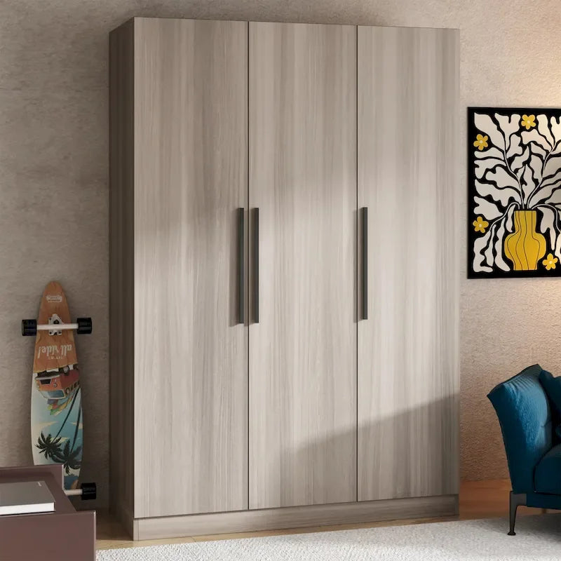 Timechee 47,2 Kleiderschrank Massivholzgriffe Weiß