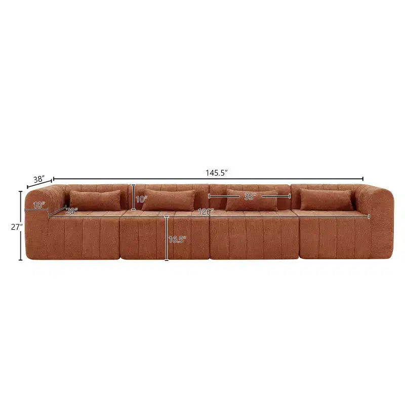 145.5 Modernes, wandelbares Ecksofa, Polster-Ecksofa für 4 Personen mit Schaumstoffkern, L-förmiges Wohnzimmer-Sofa-Panipeachy