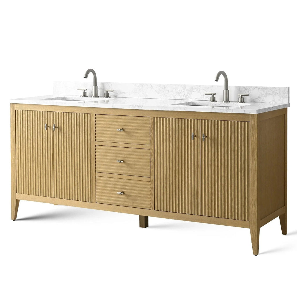 Vanity Art 72 Zoll Badezimmer-Waschtischunterschrank mit Doppelwaschbecken und Kunstmarmorplatte