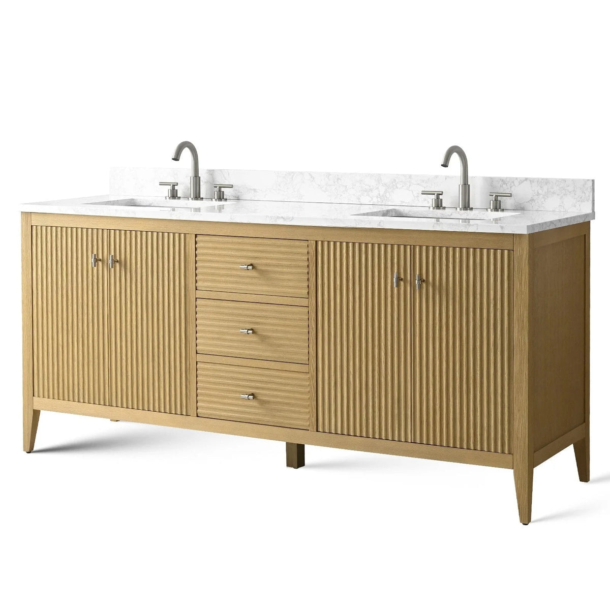 Vanity Art 72 Zoll Badezimmer-Waschtischunterschrank mit Doppelwaschbecken und Kunstmarmorplatte