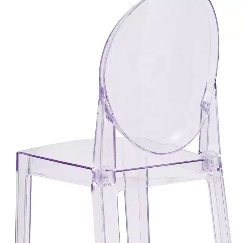 Emma and Oliver Ghost Barhocker mit ovaler Rückenlehne in Transparent Crystal