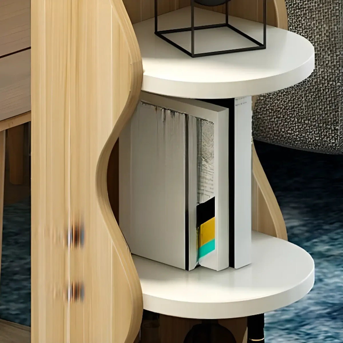 Moderne asymmetrische Bar-Tische aus schwarz-weißem Holz