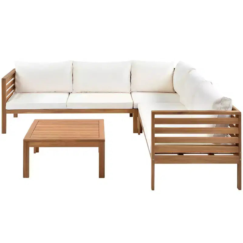 Polibi Acacia Eck-Outdoor-Sofa-Set mit passendem Couchtisch