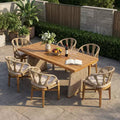 Christopher Knight Home Ferb 7-teiliges Boho-Gartenmöbelset aus Akazienholz und Korbgeflecht mit Sitzkissen