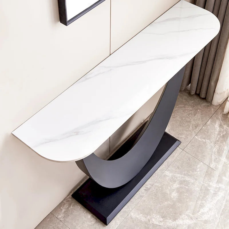 Moderner Konsolentisch, exquisites Formdesign, Metallrahmen mit verstellbaren Fußgleitern für den Eingangsbereich