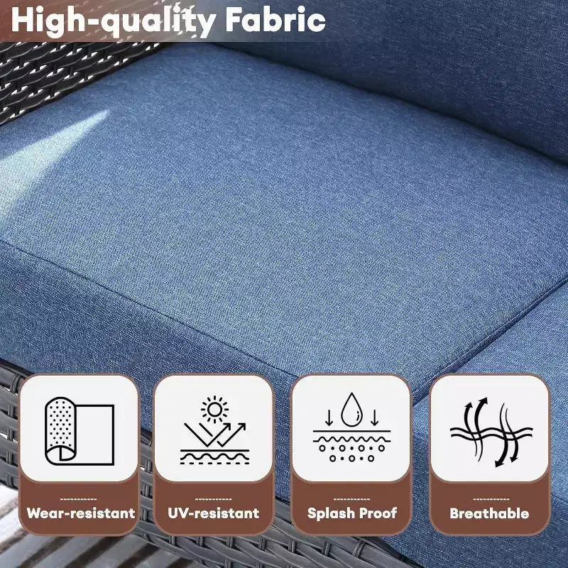 HOMLUX 2er-Set Terrassenstühle aus Korbgeflecht, wetterfeste Rattanstühle mit hoher Rückenlehne für den Außenbereich