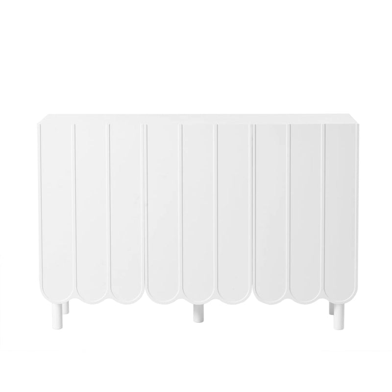 Minimalistischer Schuhschrank im Cream-Stil mit 5 Massivholzbeinen, Sideboard-Buffetschrank mit verstellbaren Einlegeböden