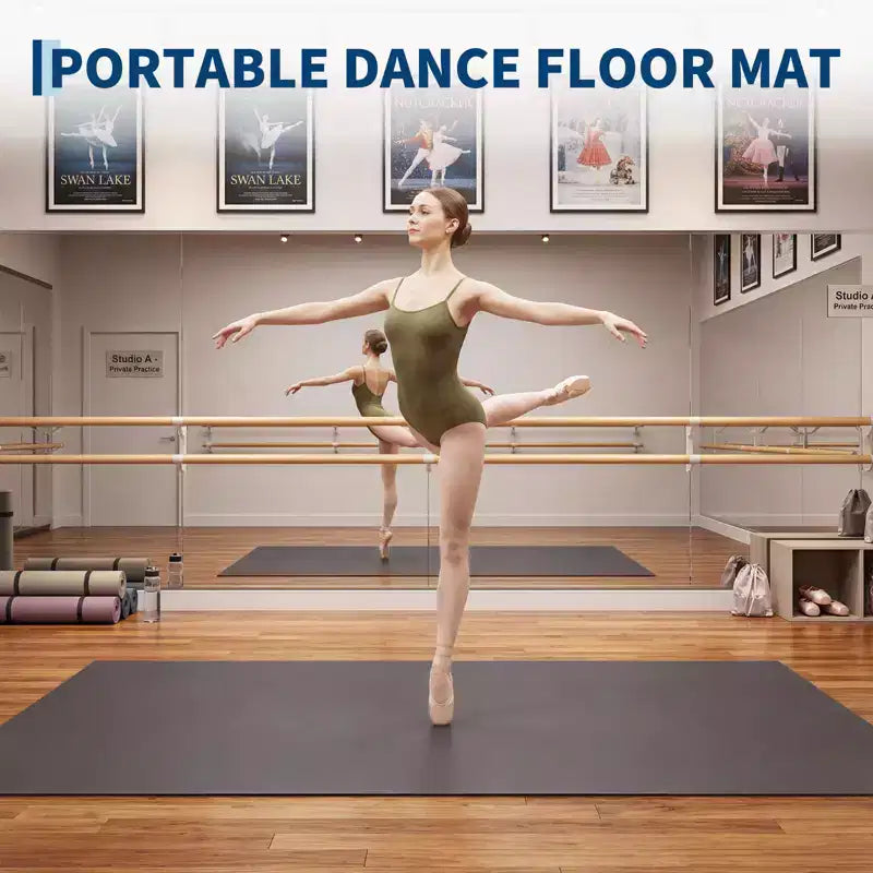 Tragbare 4x6 PVC-Tanzmatte, 5 mm dicke, rutschfeste und kratzfeste Tanzmatte für Ballett, Jazz, Stepptanz, Yoga, Pilates und Training zu Hause
