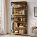 Lantine 70,87 Industrie-Bücherregal, 6-stufiges Regal mit geometrischem Metallrahmen & offenen Ablageflächen für Homeoffice, Wohnzimmer, Braun