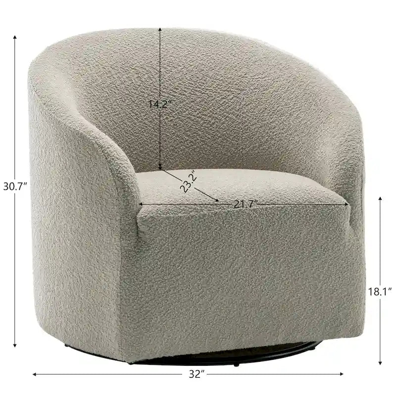 KINWELL 32 W Bouclé-gepolsterter drehbarer Fasssessel (2er-Set)