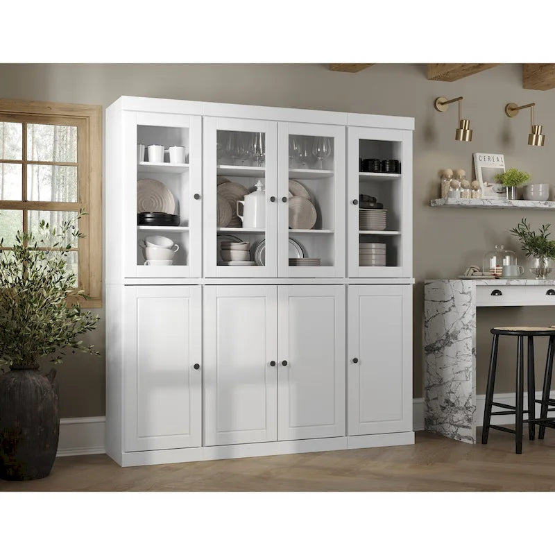 Küchenbuffet aus 100 % Massivholz mit Glas- oder Holztüren und 2-Schubladen-Set, 65 x 71,5
