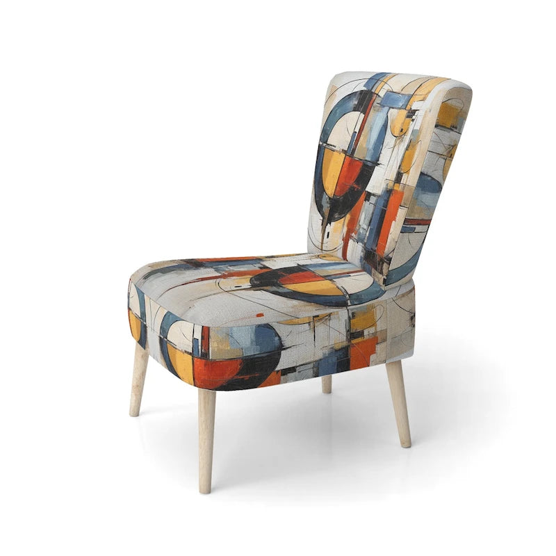 Designart Colorful Mid Century Abstract Fusion I Polsterter Mid-Century Akzentsessel und Mid-Century Modern Sessel