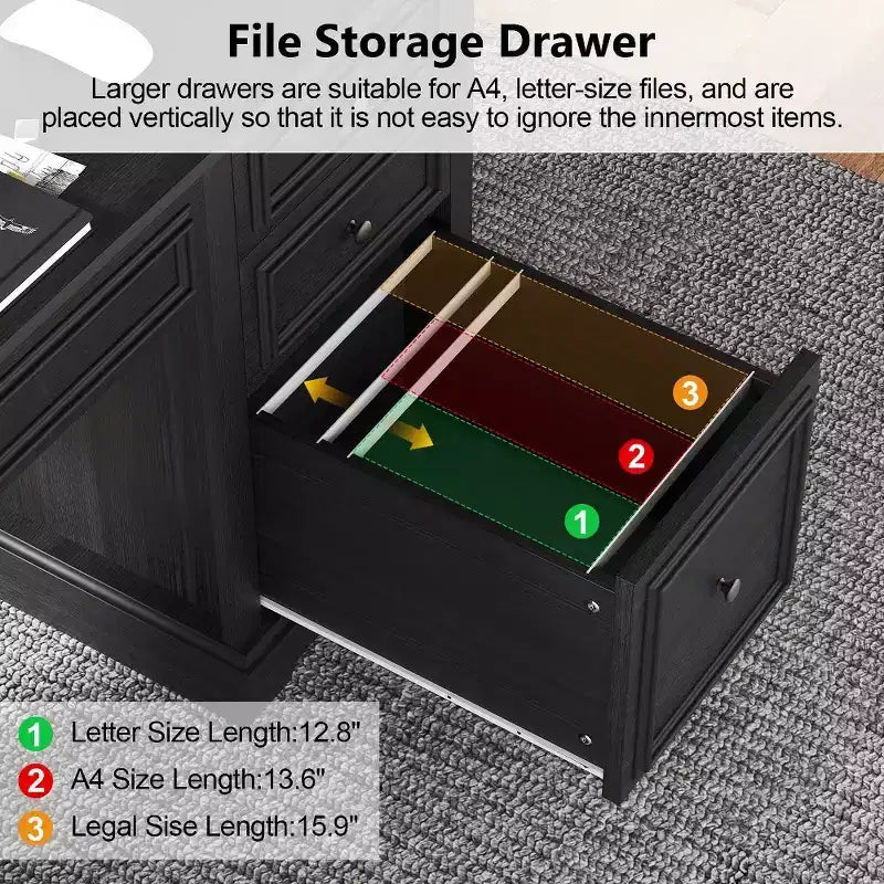 60-Zoll-Schreibtisch im Landhausstil fürs Homeoffice – Holzschreibtisch mit Schubladen und Stauraum im Schrank, rustikaler Schreibtisch für Arbeit und Studium