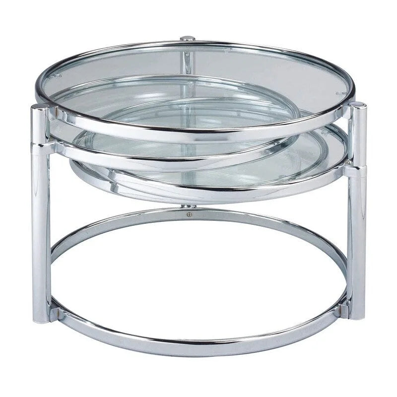 Moderner Couchtisch aus Klarglas und Chrom