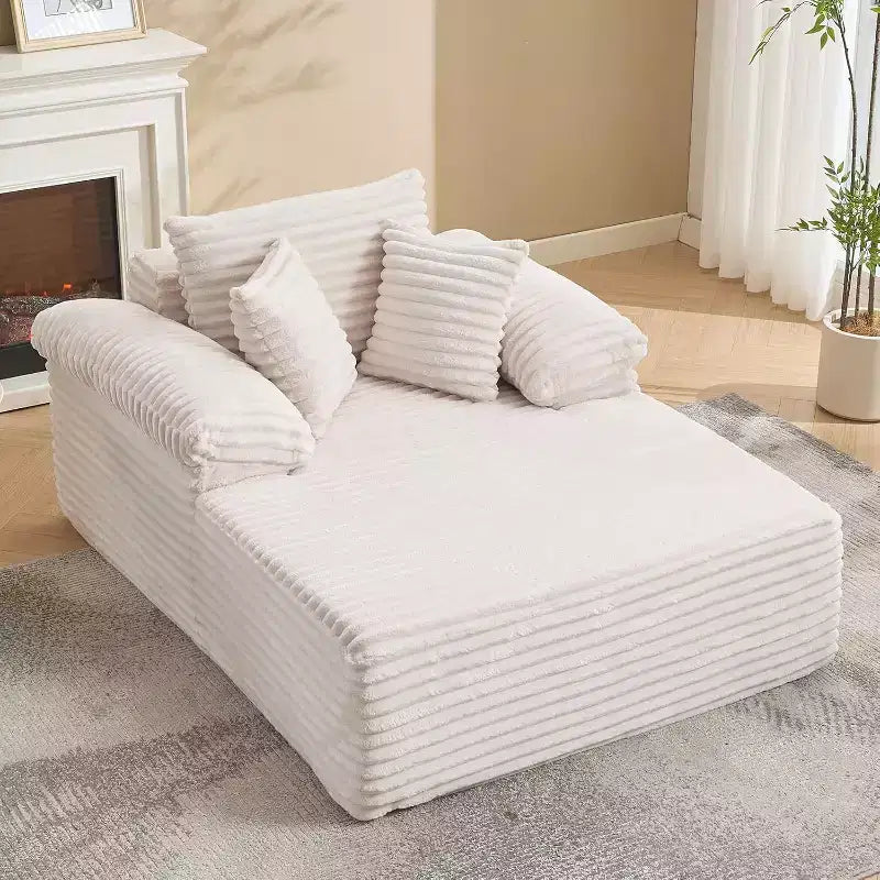 Übergroßes Chaiselongue-Sofa, Cord-Schlafsofa mit Kissen und breiten Armlehnen für Wohnzimmer, Schlafzimmer und Heimkino