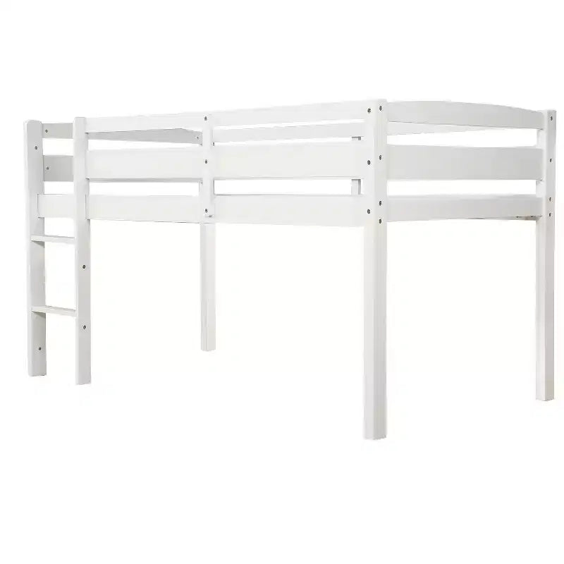 Luxystar Hochbett aus Massivholz in Twin-Size mit Leiter und Absturzsicherung für das Kinderzimmer