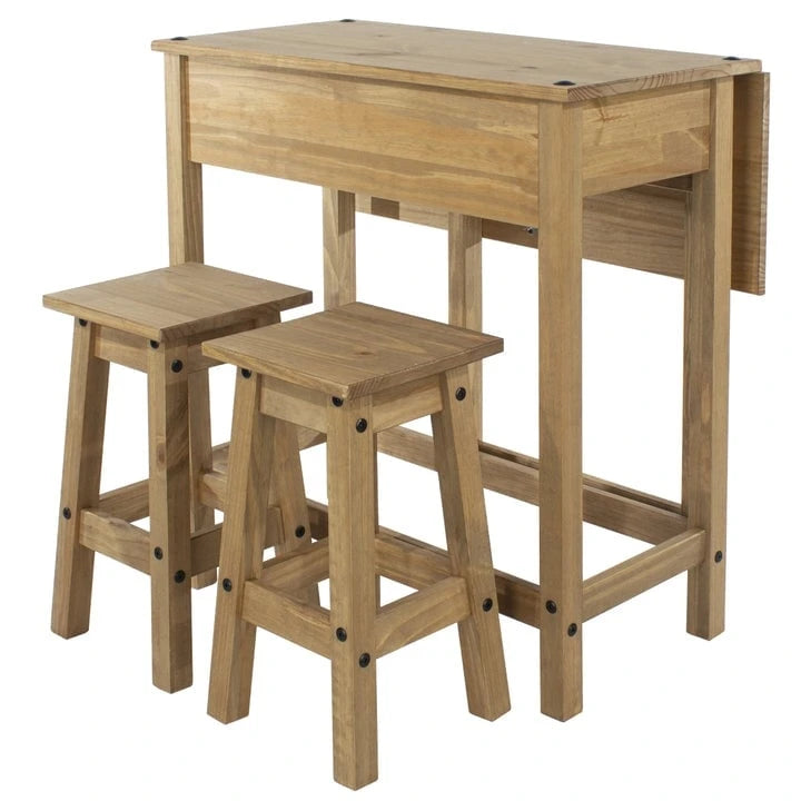 3-teiliges Esszimmer-Set mit Klapptisch aus Kiefernholz