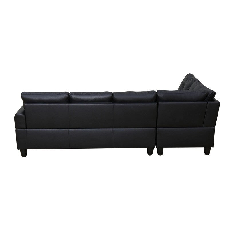 Modernes 3-teiliges Sofa-Set aus schwarzem Kunstleder: Elegantes Design für Wohnzimmer