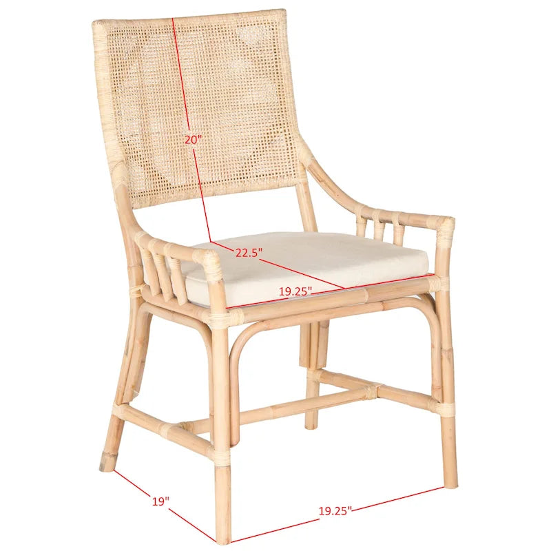 Küstendesign Rattan-Stuhl mit Kissen, 22 B x 24 L x 37 H, 22 B x 24 T x 37 H