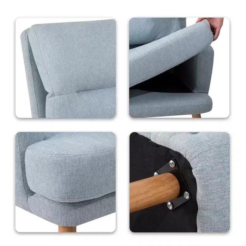 Okak moderner Akzentsessel, Wohnzimmerstuhl mit Hocker und verstellbarer Rückenlehne, bequemer Polstersessel für Lounge, Büro und Schlafzimmer