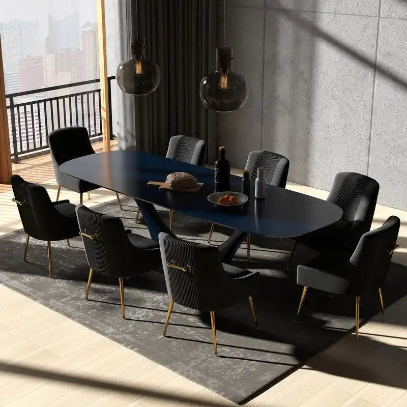 SEYNAR Moderner Glamour Samt-Esszimmerstuhl 8er-Set für das Esszimmer, getufteter Schminkstuhl für das Wohnzimmer (ohne Tisch)
