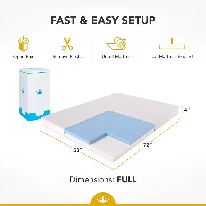 DynastyMattress 4-Zoll CoolBreeze Memory-Foam-Matratze für ausziehbare Schlafsofas und Couchbetten, Full-Size, Sofa nicht enthalten - Hergestellt in den USA