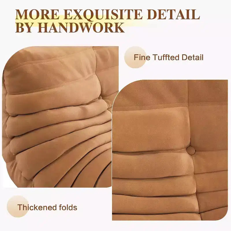 Übergroßes Sitzsack-Sofa mit Fußhocker, tierfreundliches Wildlederimitat-Loveseat für Wohnzimmer & Büro