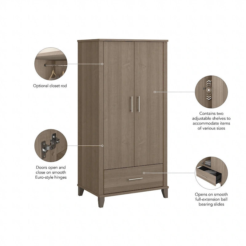 Somerset Hoher Eingangsschrank mit Türen und Schublade von Bush Furniture