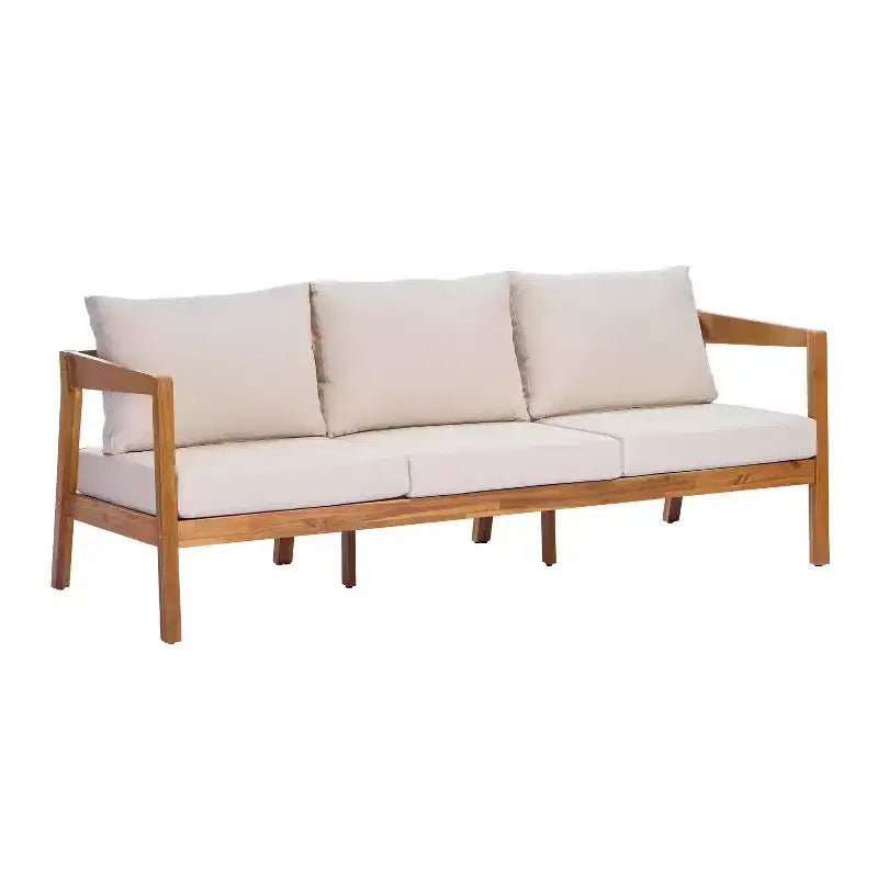 ModernLuxe 4/5-teiliges Akazienholz-Terrassenmöbel-Sofa-Set, Outdoor-Sitzgruppe mit Couchtisch für Veranda/Garten/Balkon