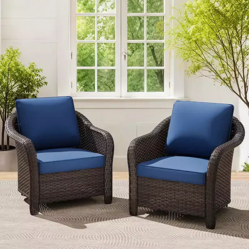UPTIOT 2-Sitzer Outdoor-Rattansessel mit Auflagen