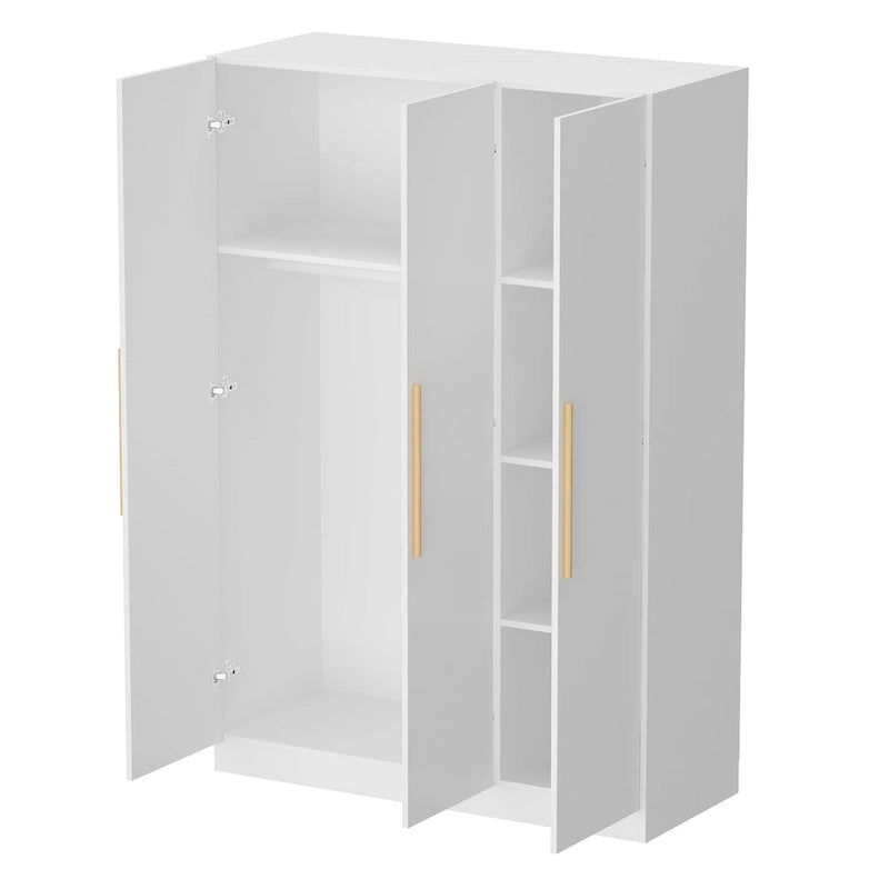 Timechee 47,2 Kleiderschrank Massivholzgriffe Weiß