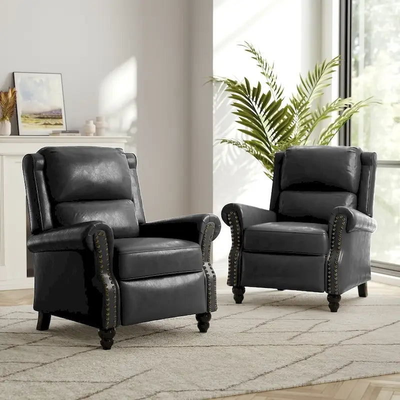 2er-Set moderner Polster-Relaxsessel mit Kunstleder/Stoffbezug