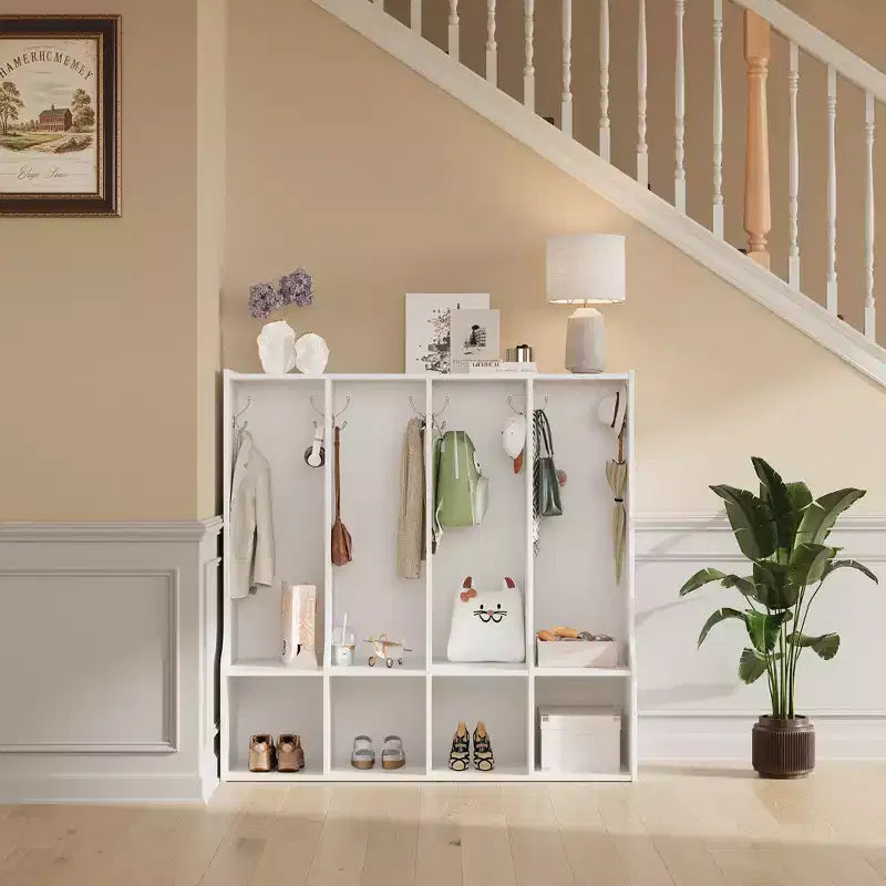 Acekool 4-teilige Kinder-Garderobe mit 4 Fächern & 8 Haken für Klassenzimmer, Kinderzimmer & Zuhause