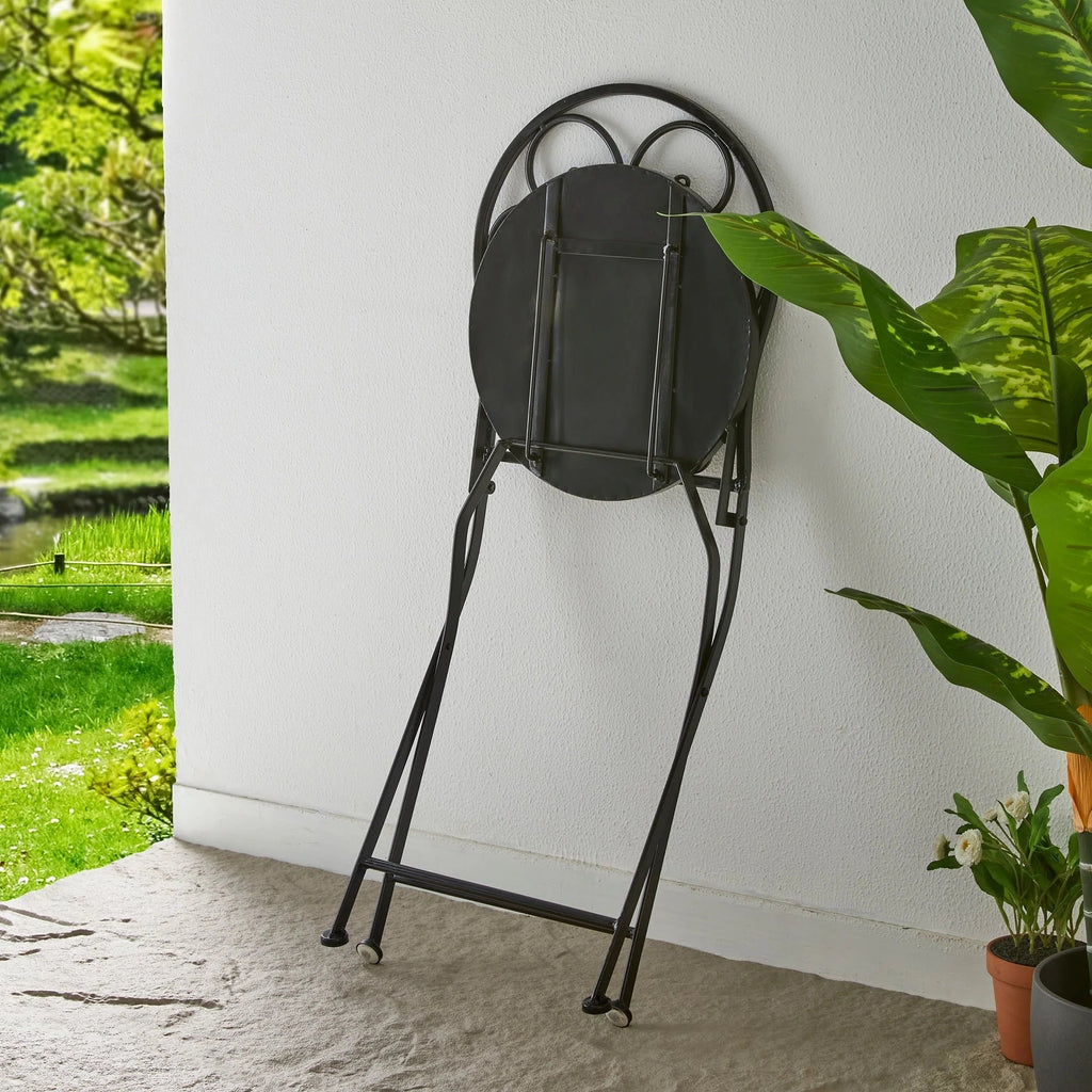 Glitzhome Klappbares Bistro-Set aus Metall für den Außenbereich, 3-teilig, Terrassentisch und Stühle