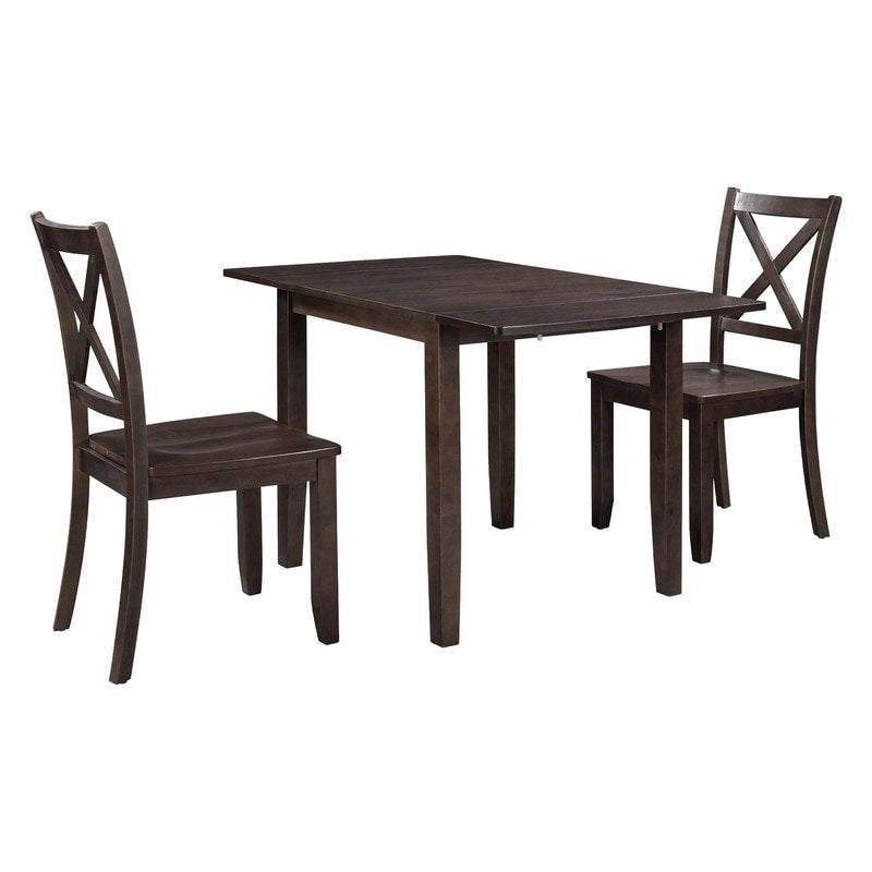 3-teiliges Essgruppe-Set aus Holz mit klappbarem Frühstückstisch und 2 X-Back-Stühlen für kleine Räume