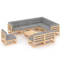 vidaXL 10-teiliges Gartenmöbelset, Outdoor-Ecksofa aus massivem Kiefernholz