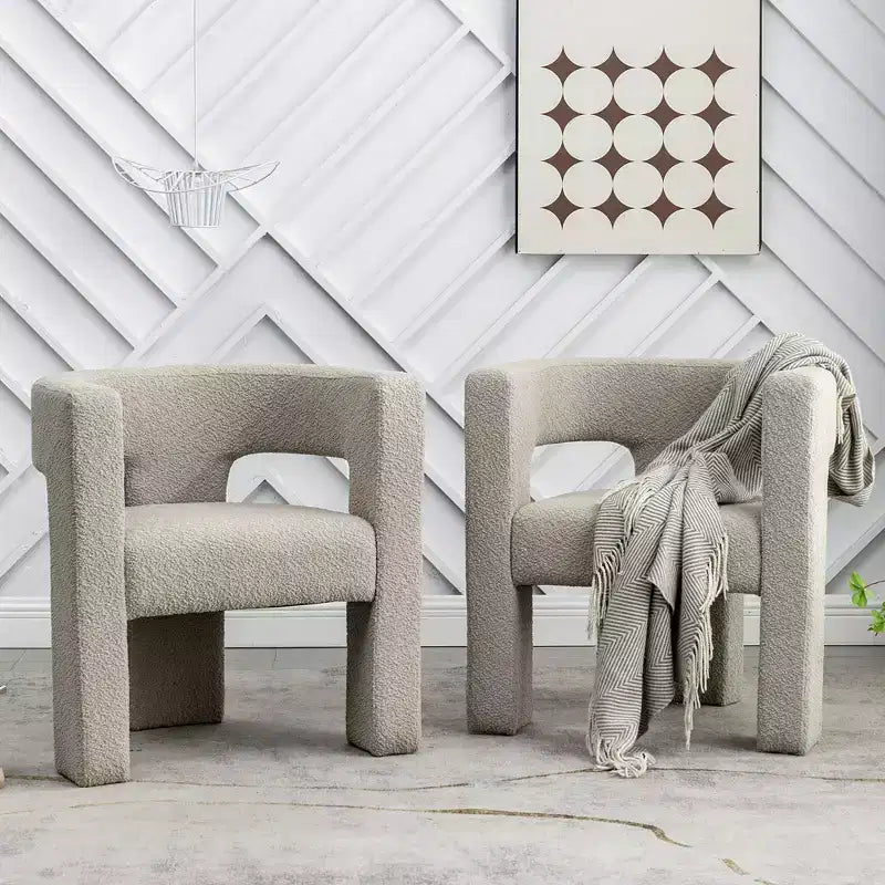 2er-Set 28 breite Polster-Sessel mit Bouclé-Bezug – Kinwell