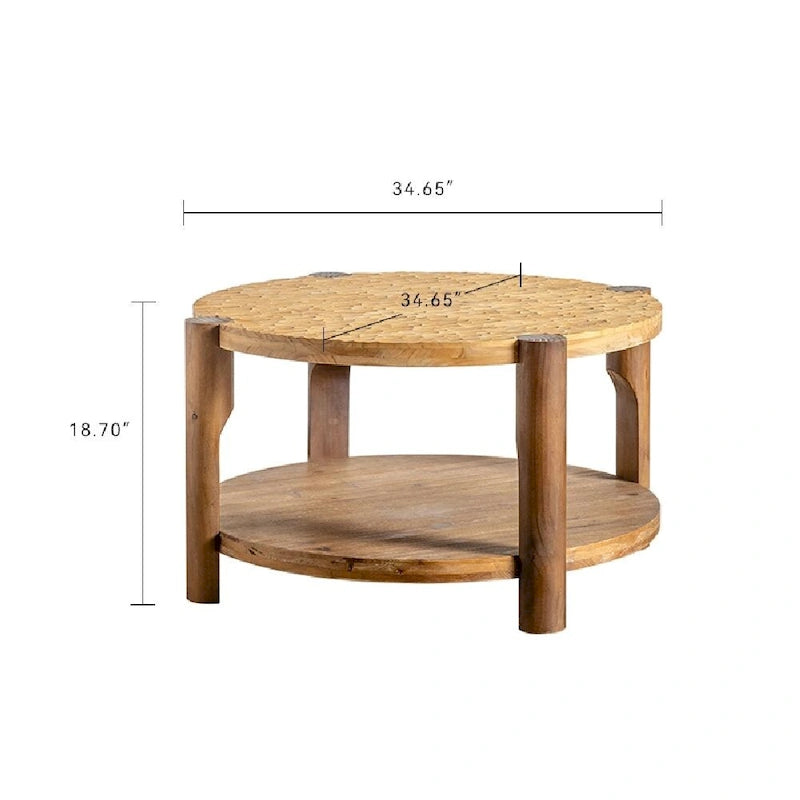 Runder Couchtisch mit 2 Ebenen und Ablagefach