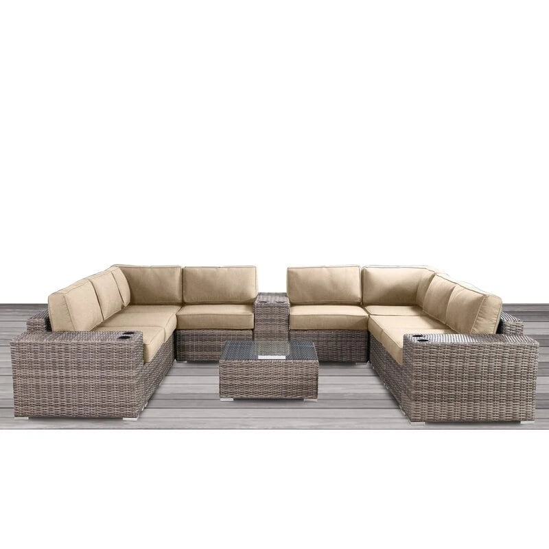 LSI Antibes 12-teiliges Lounge-Set aus grauem Flechtwerk und Aluminium