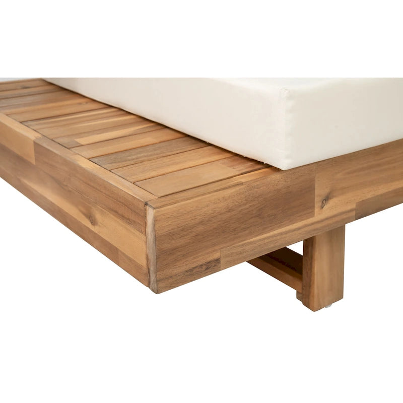 L-förmiges Ecksofa-Set, Terrassen-Sitzgruppe mit Tisch, Lounge-Ecksofa aus Holz, 4-teiliges Outdoor-Sitzgruppen-Set
