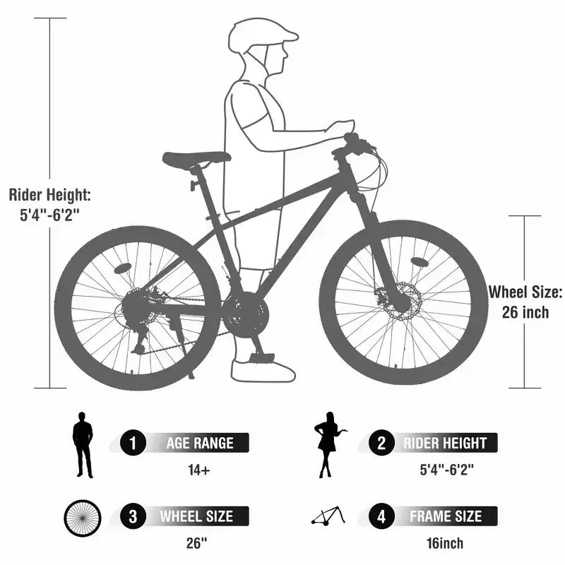Whisen 26 Zoll Mountainbike mit Federung, 8-Gang-Kettenschaltung, KENDA-Reifen und doppelten Scheibenbremsen