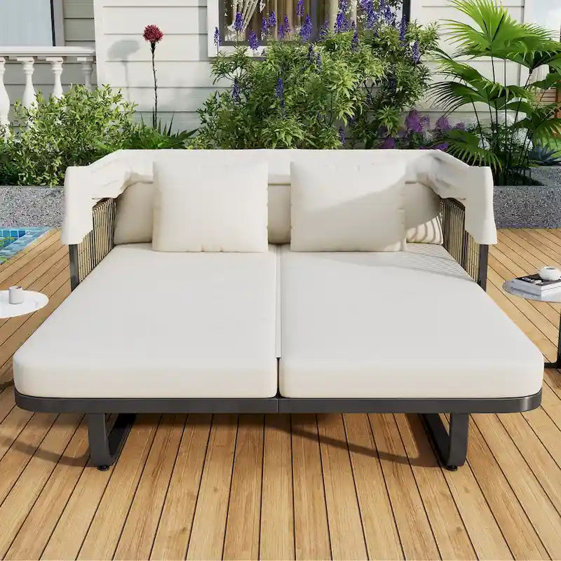 57 Outdoor-Tagesbett aus Rattan fürs Patio

